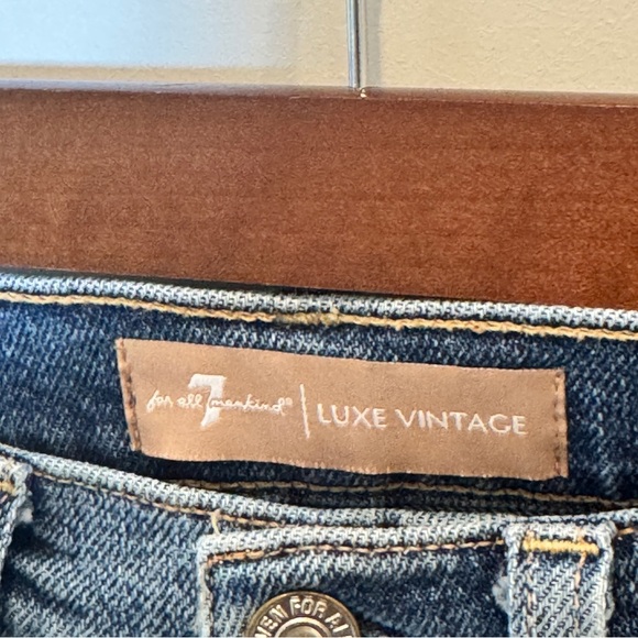 7 FOR ALL MANKIND Shimmer Stripe Skinny Ankle Jeans In Luxe Vintage Muse 26 - Picture 4 of 8